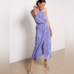 NWOT Sabina Musayev Siraz Purple Metallic Halter Dress